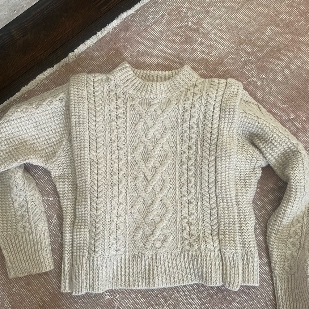 Isabel Marant Cream Cable Knit Crew Neck Sweater